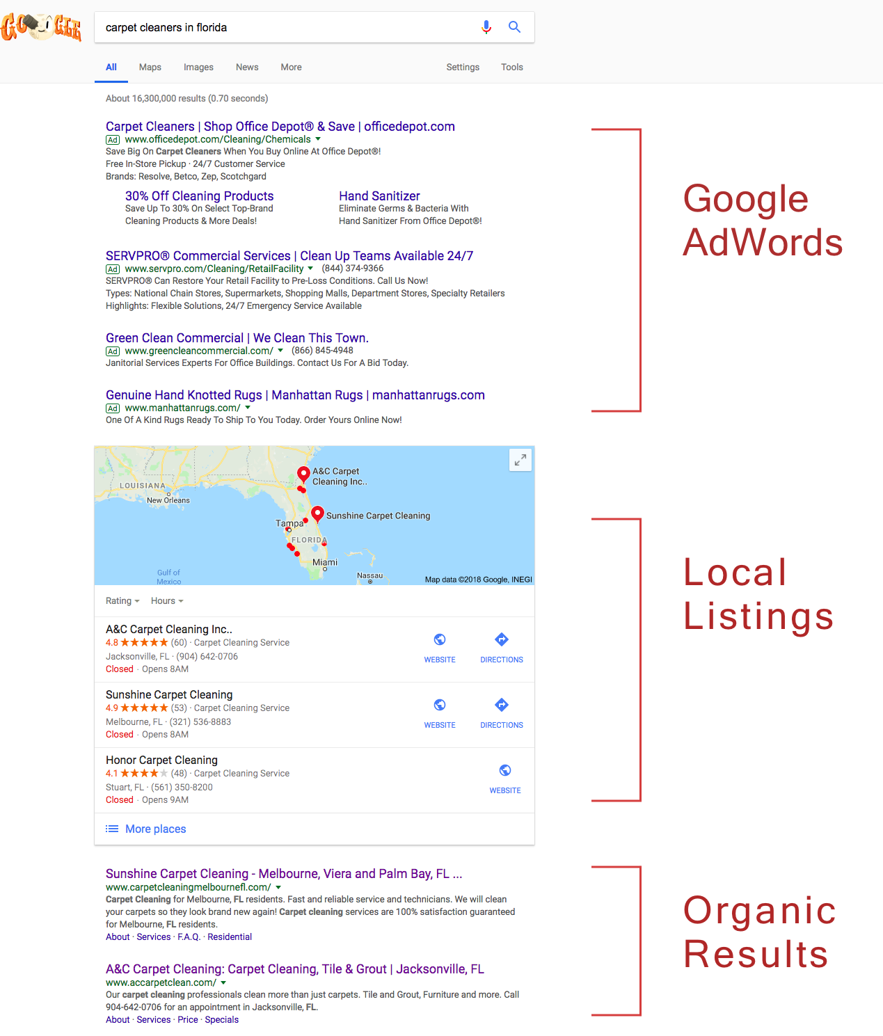 How to do a Step-by-Step Local SEO Audit 3 Local SERP Results - Carpet Cleaners Near Me