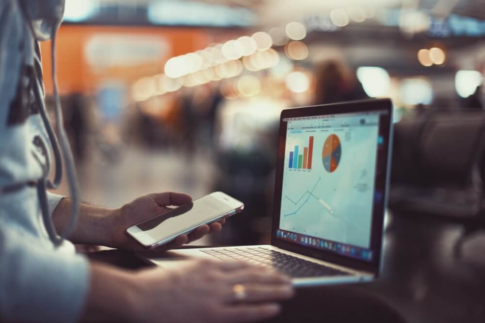 Man working at computer.