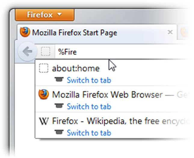 How to use the search open tabs on Firefox