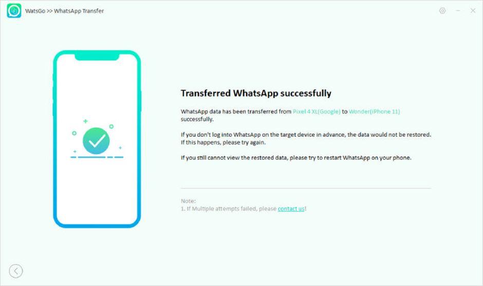 Successful WhatsApp Transfer