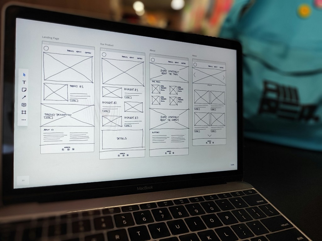 A laptop screen showing UX design